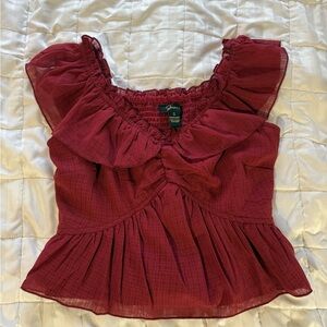 Burgundy Ruffle Blouse- never worn